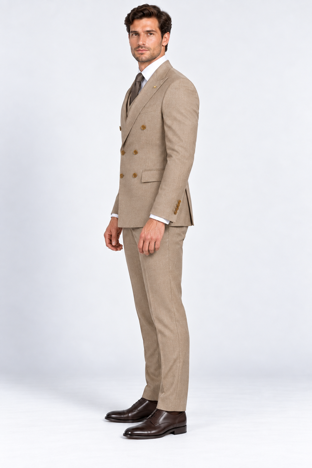 Romano Double Breasted Suit Taupe