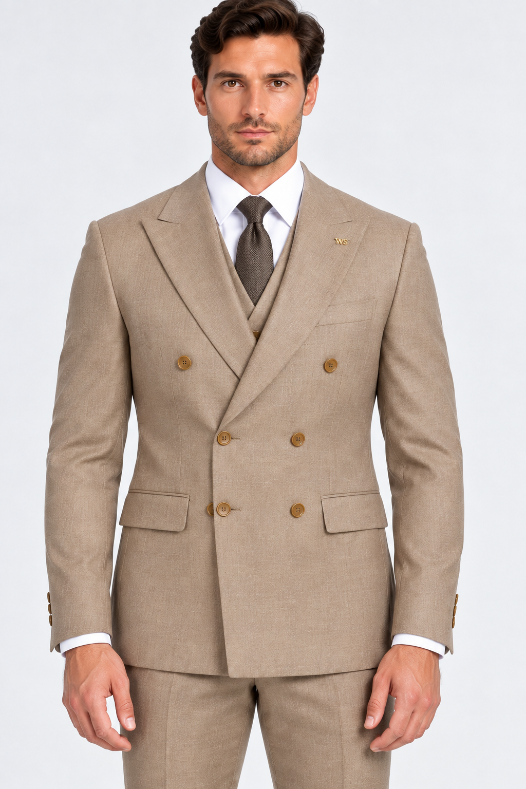 Romano Double Breasted Suit Taupe