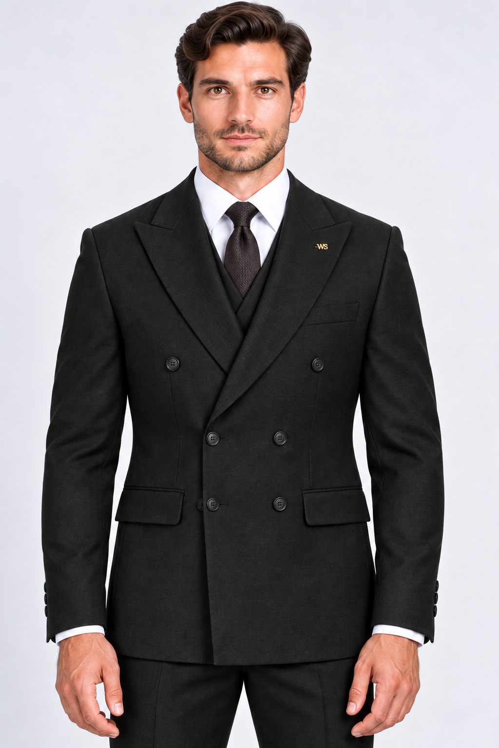 Romano Double Breasted Suit Zwart