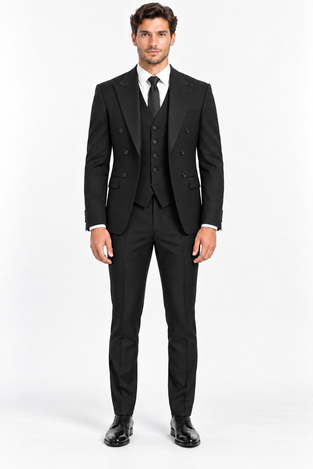 Romano Double Breasted Suit Zwart
