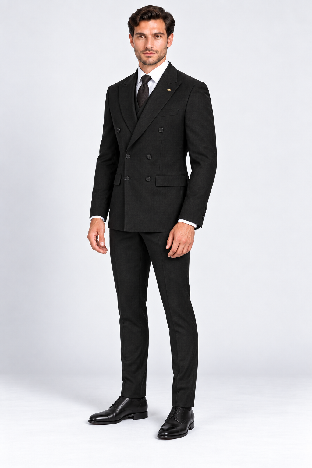 Romano Double Breasted Suit Zwart