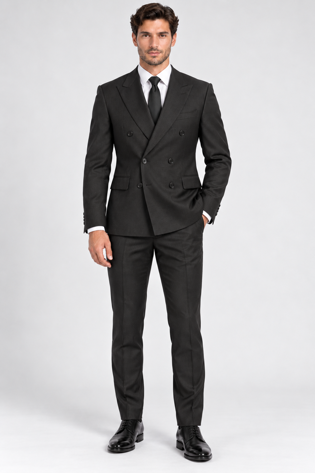 Romano Double Breasted Suit Zwart