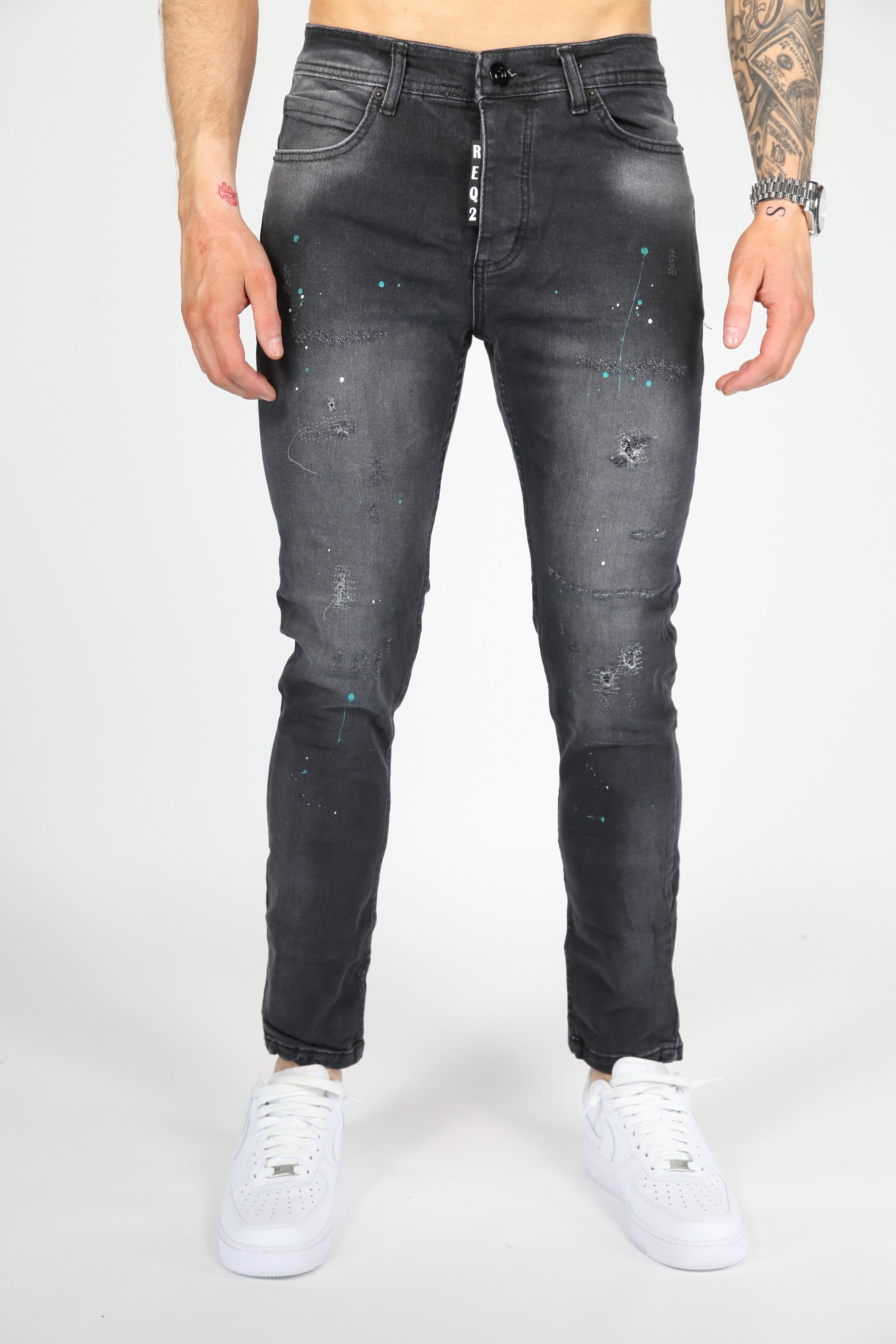 Der Spritzer -Skinny -Jeans -Anthrazit