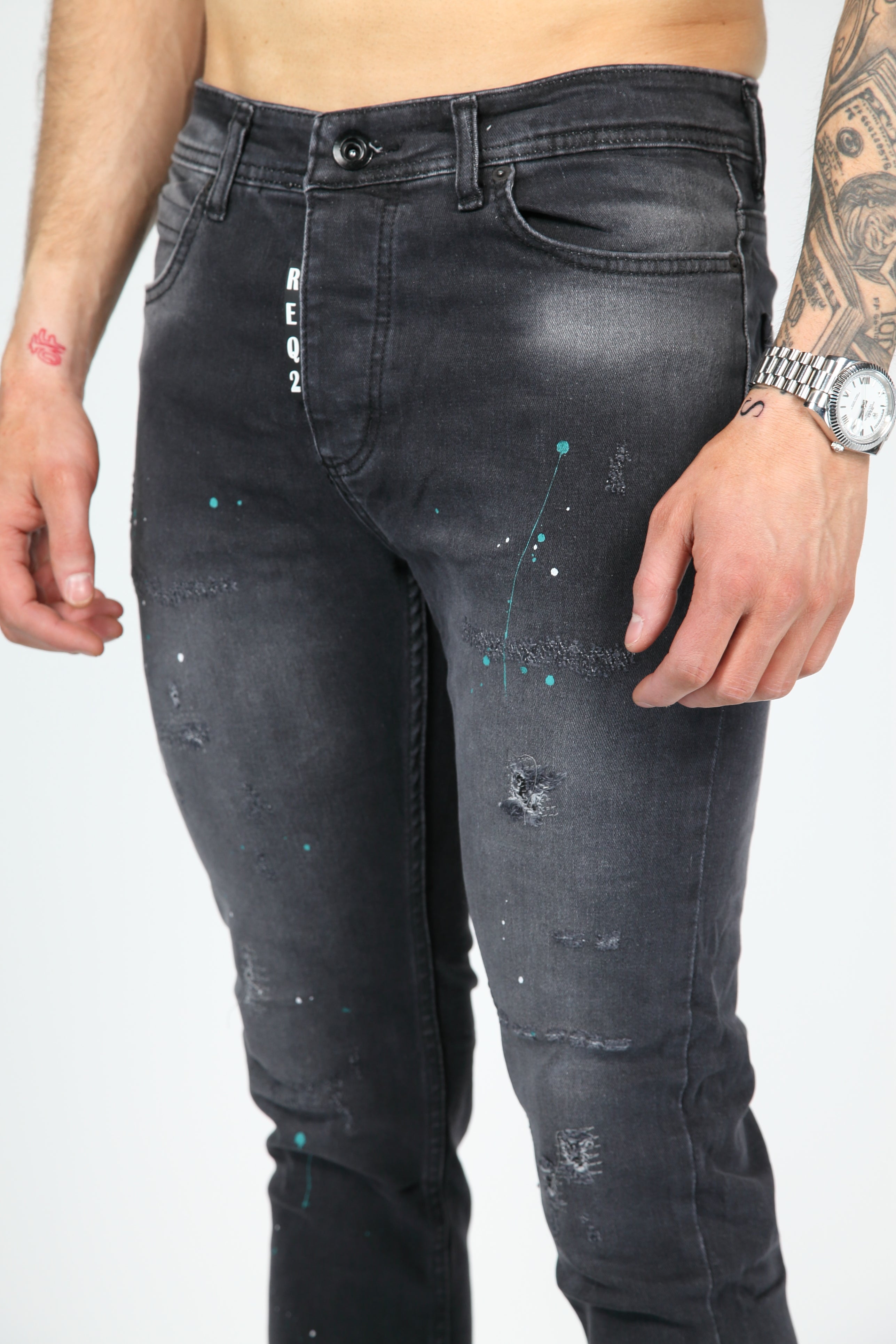 Der Spritzer -Skinny -Jeans -Anthrazit