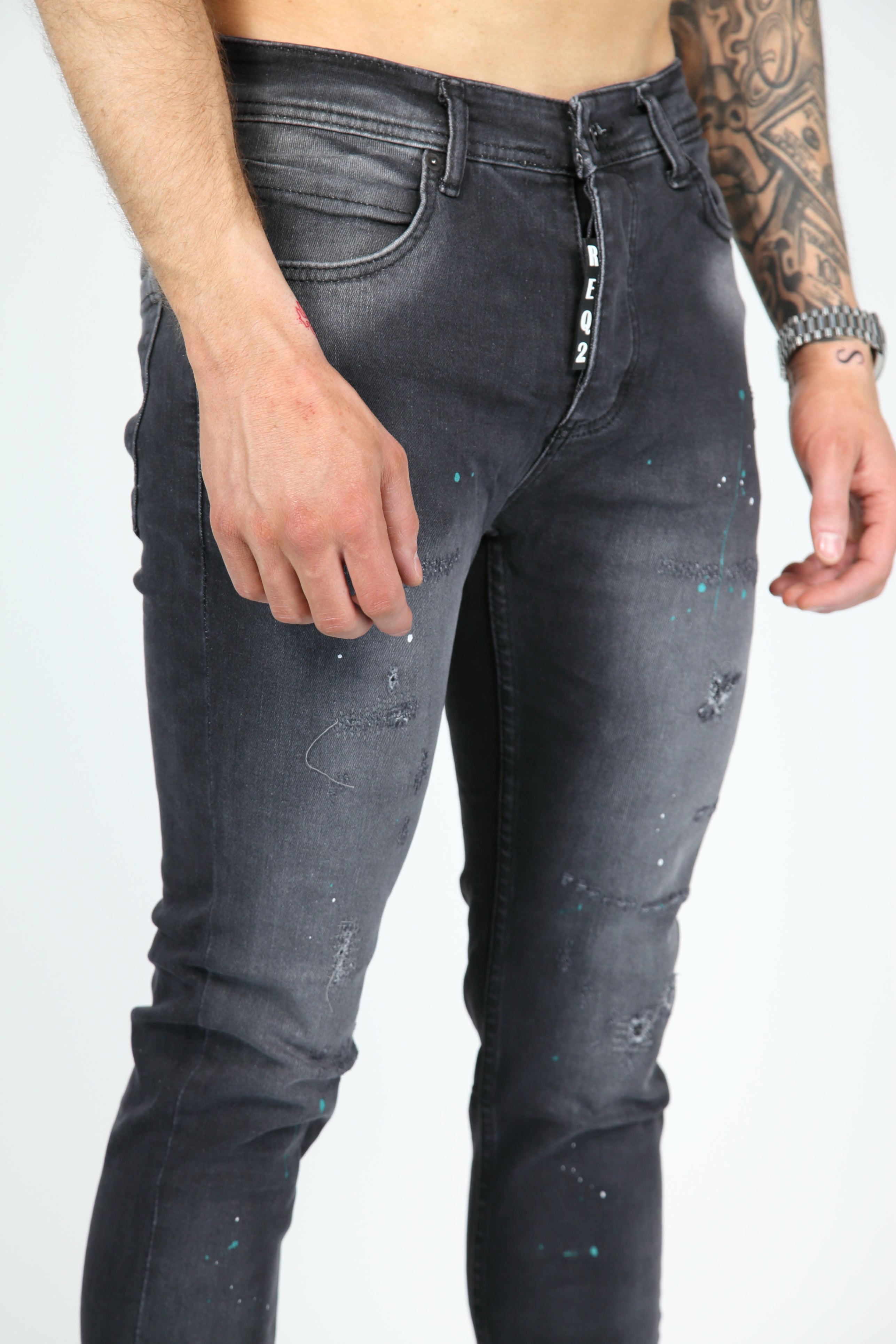 Der Spritzer -Skinny -Jeans -Anthrazit