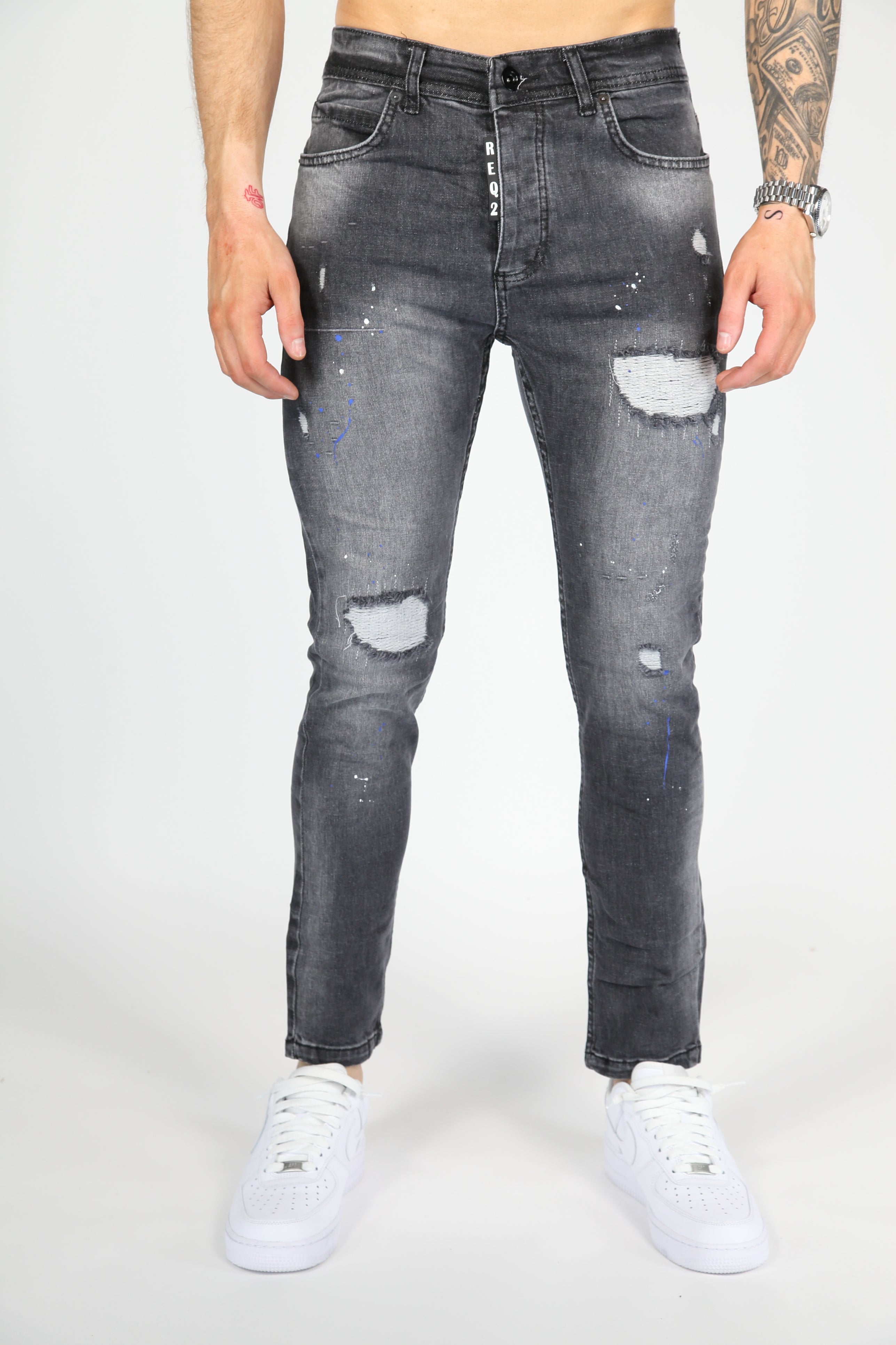 The Street Damage Skinny Jeans Antraciet