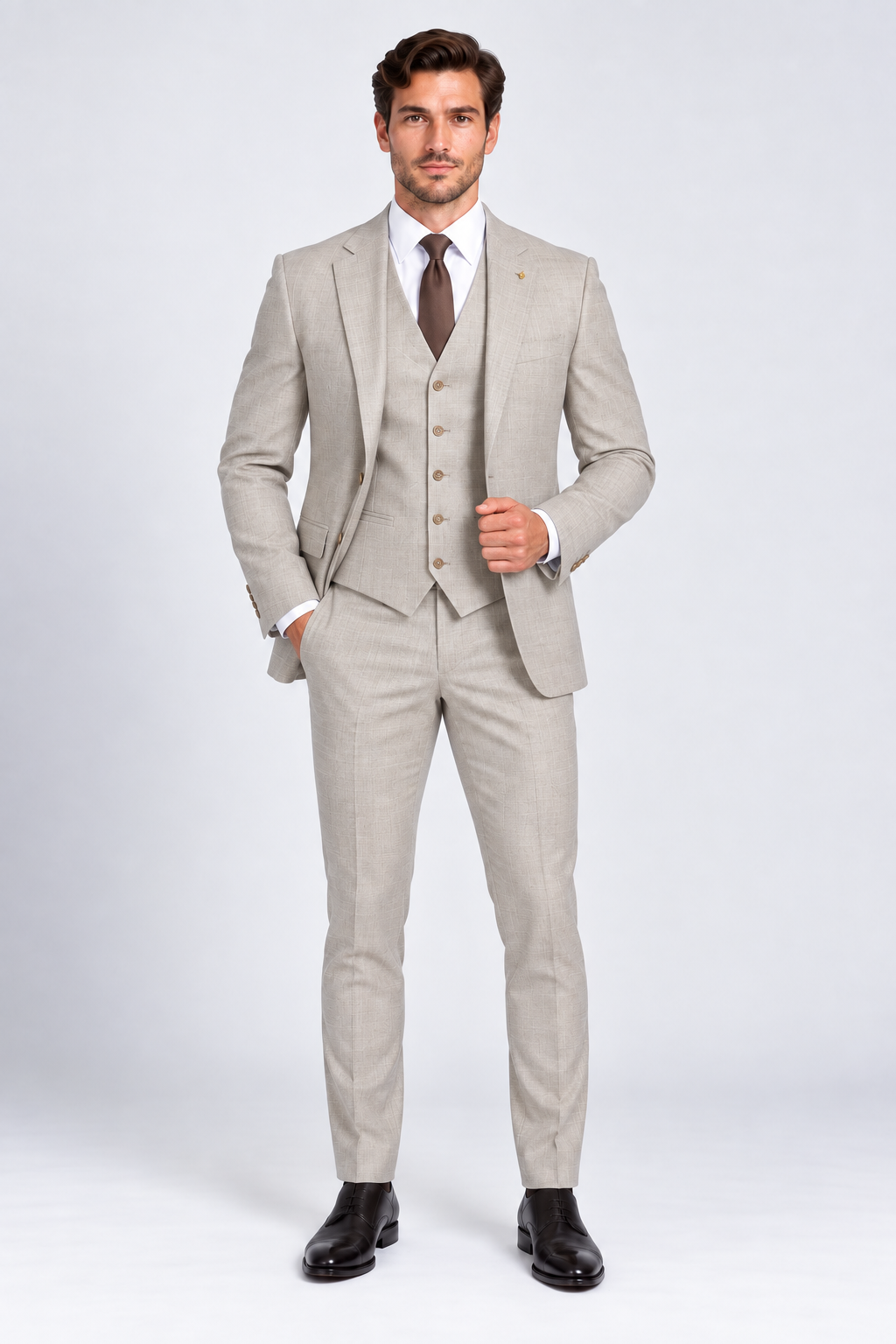 Monaco Three-piece Suit Beige