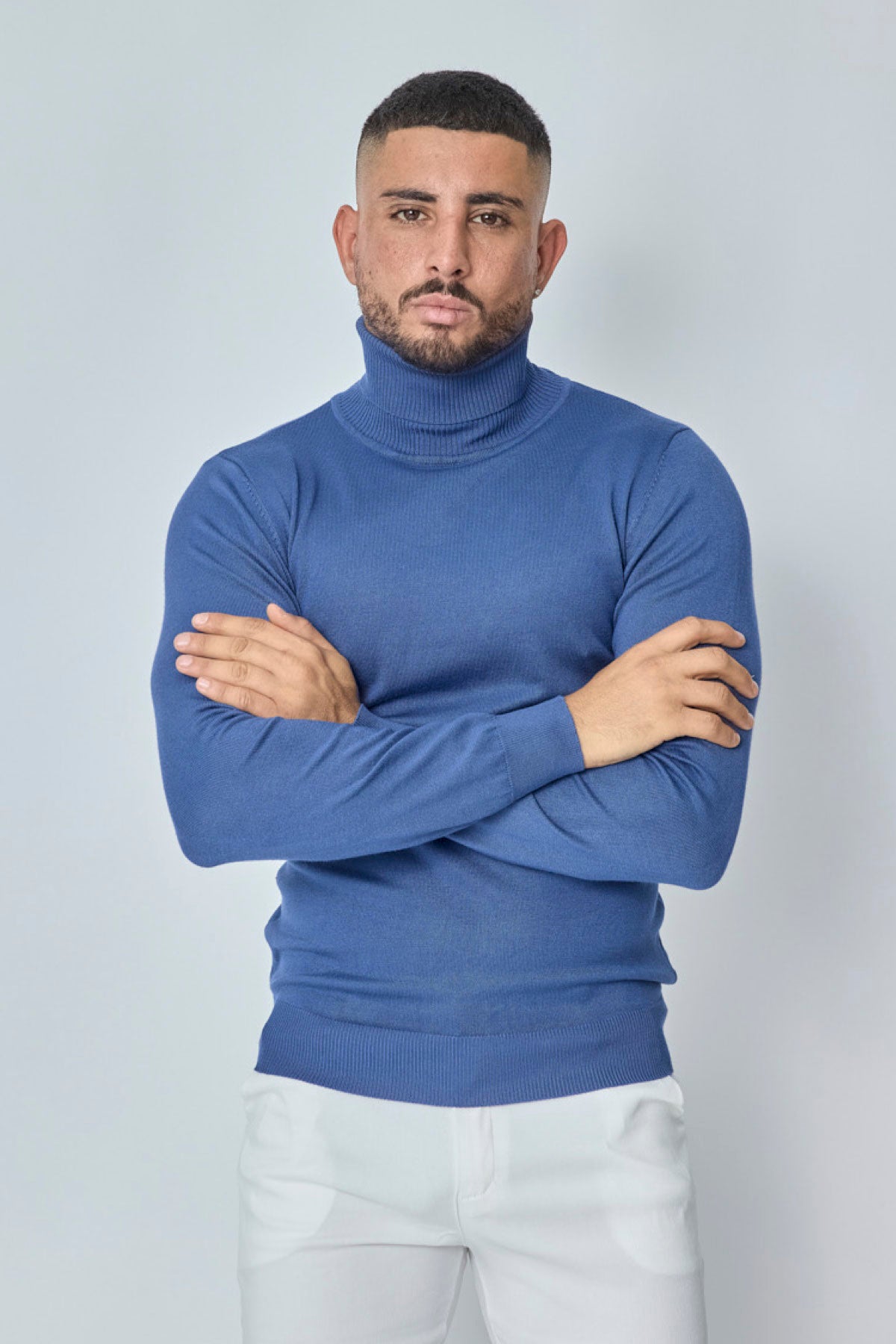 Blue turtleneck men