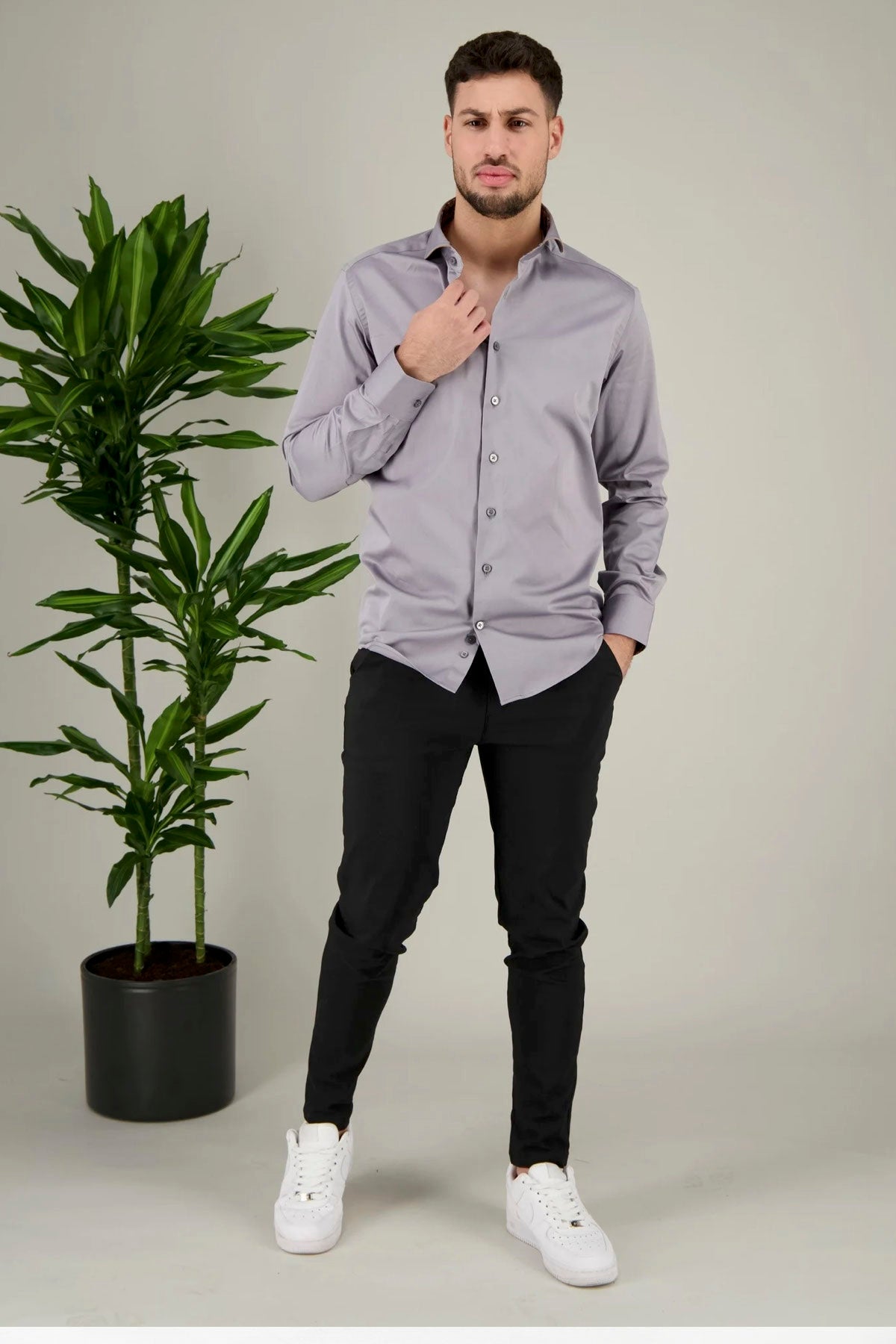 Overhemd Lange Mouw Marino Grijs