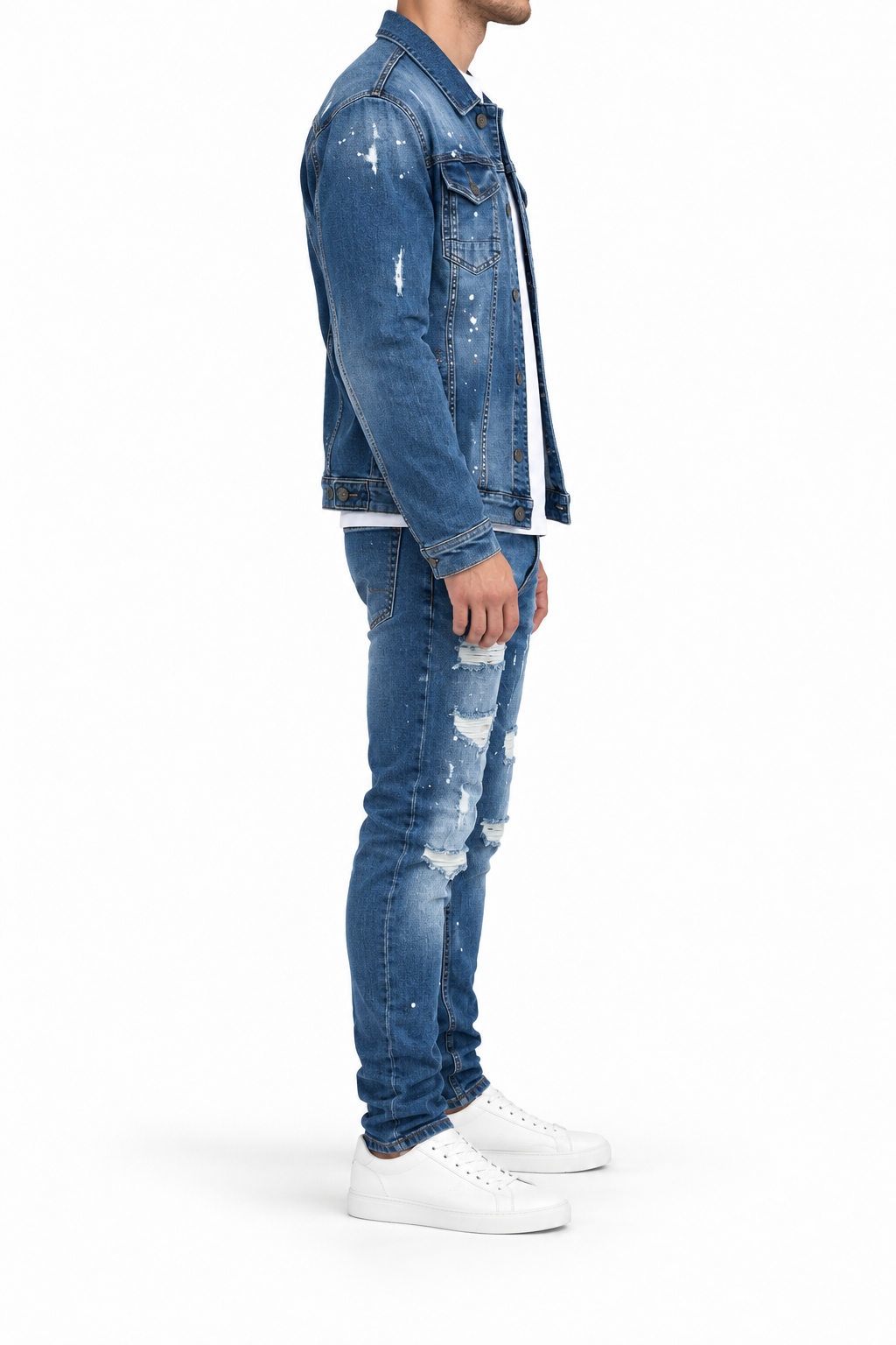 Denim Splashed Set Blauw