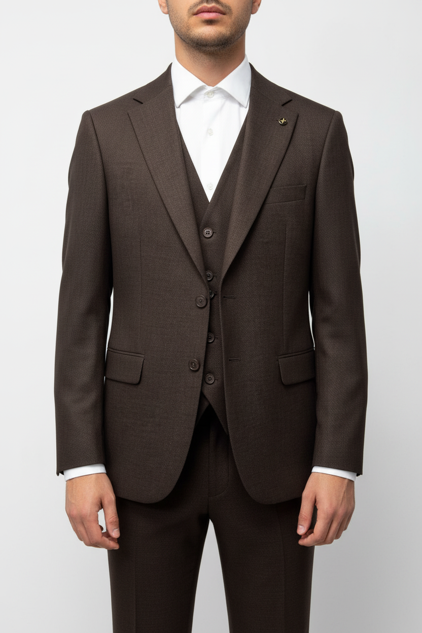 Alverino Driedelig Pak Bruin