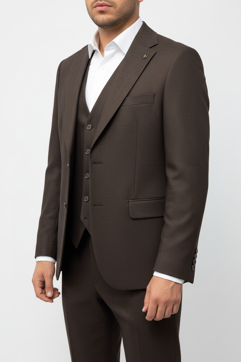 Alverino Driedelig Pak Bruin