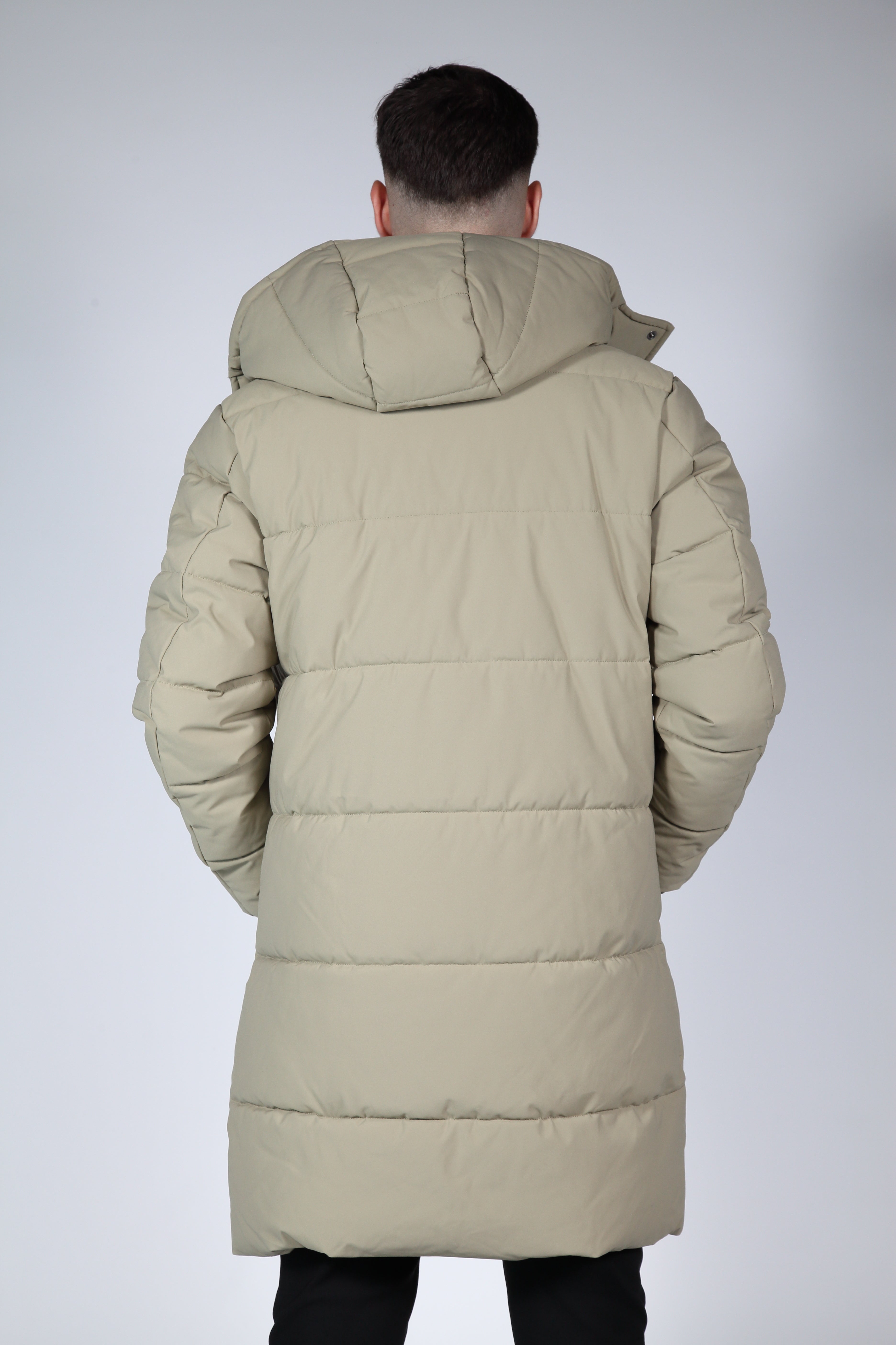 Beige puffer jacket with hood
