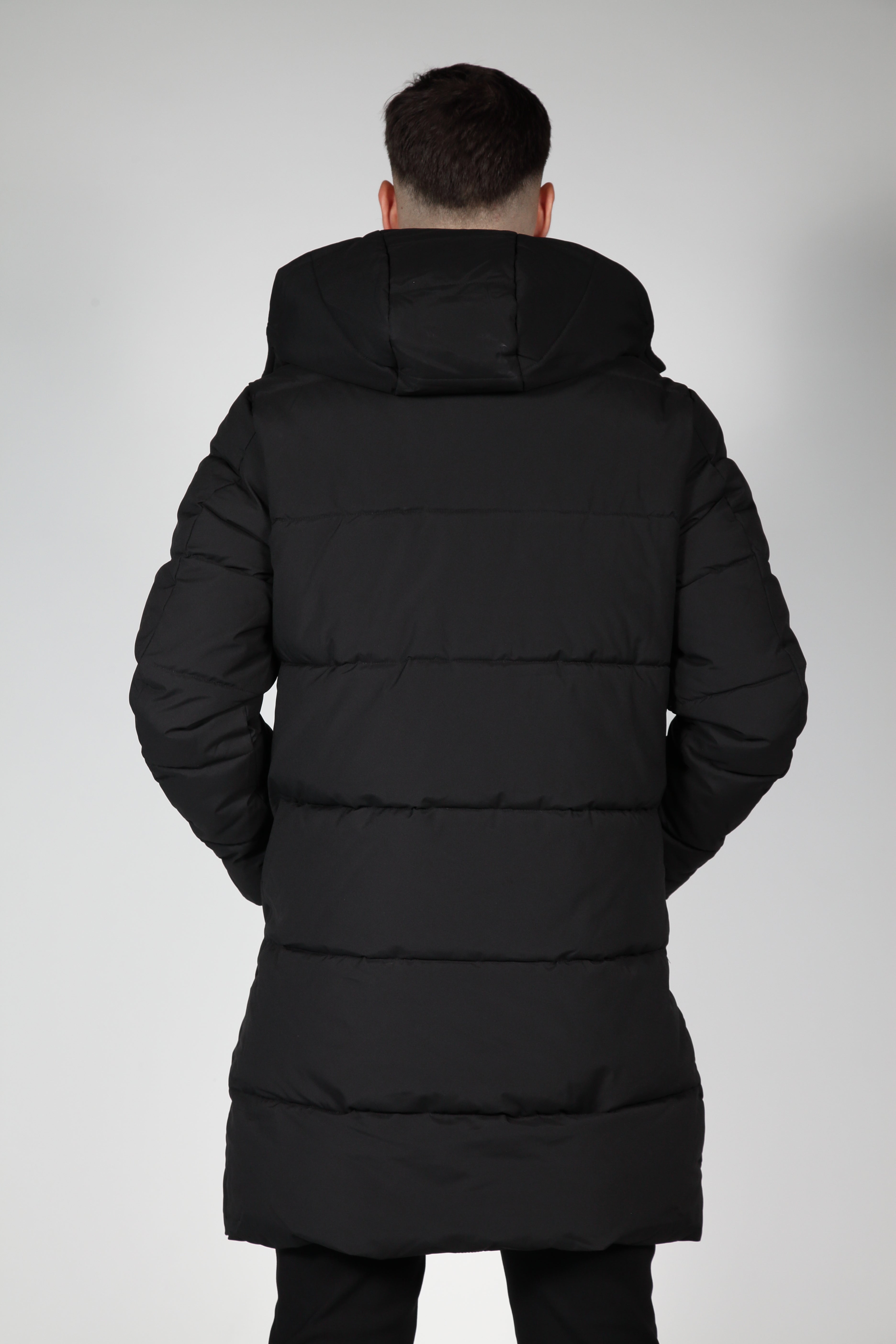 Black puffer jacket with hood