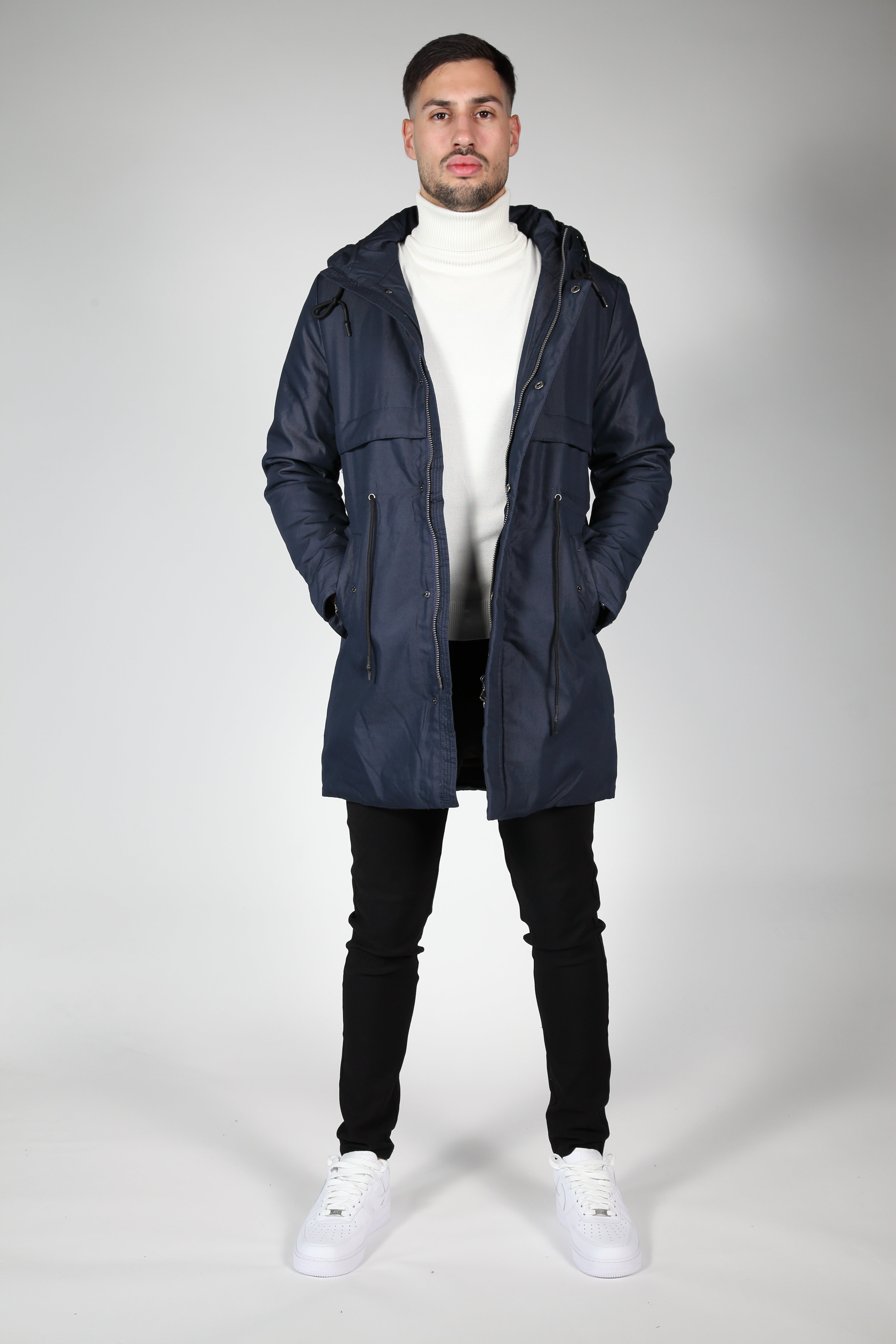 Blue Bomber Jacket with Black Collar