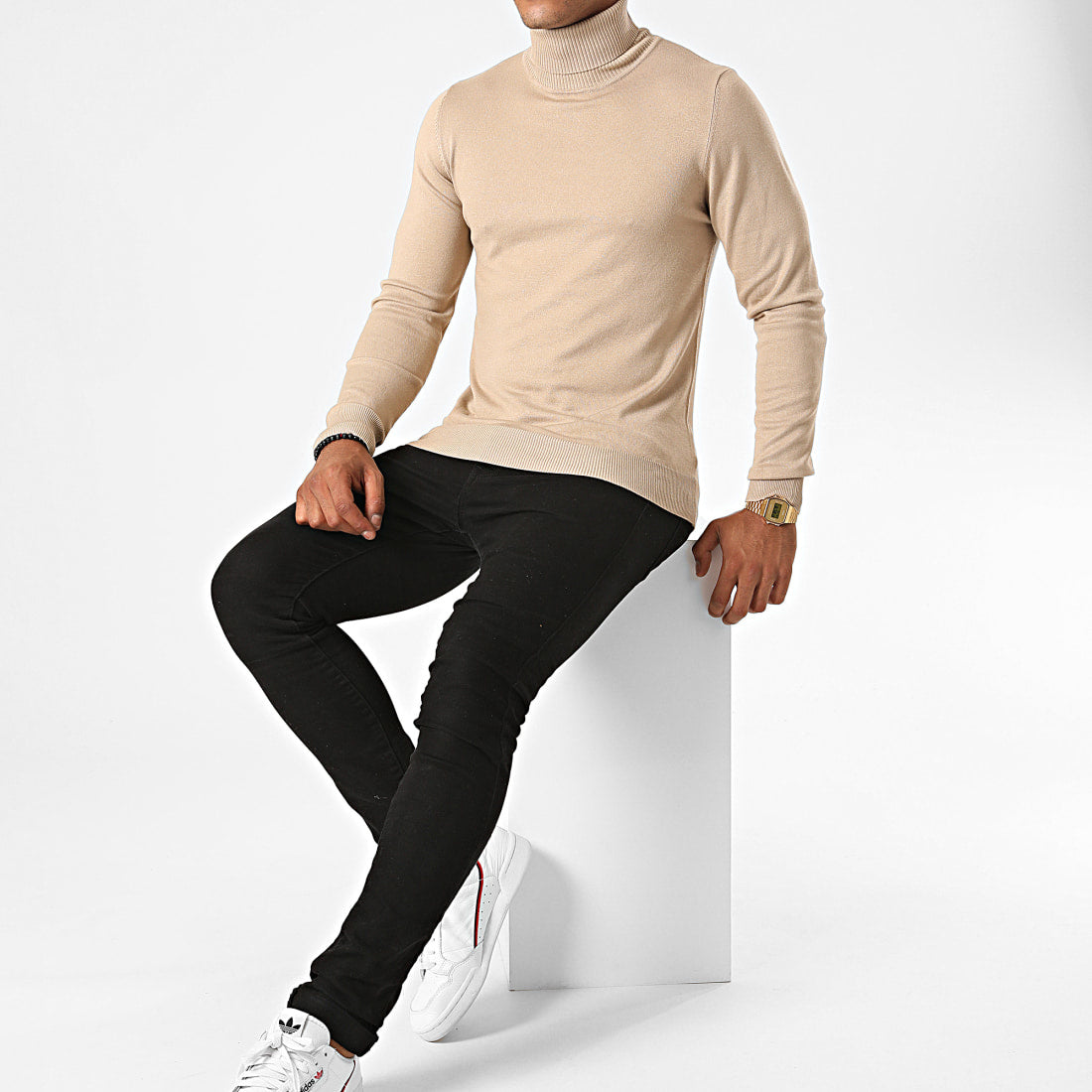 Beige turtleneck men