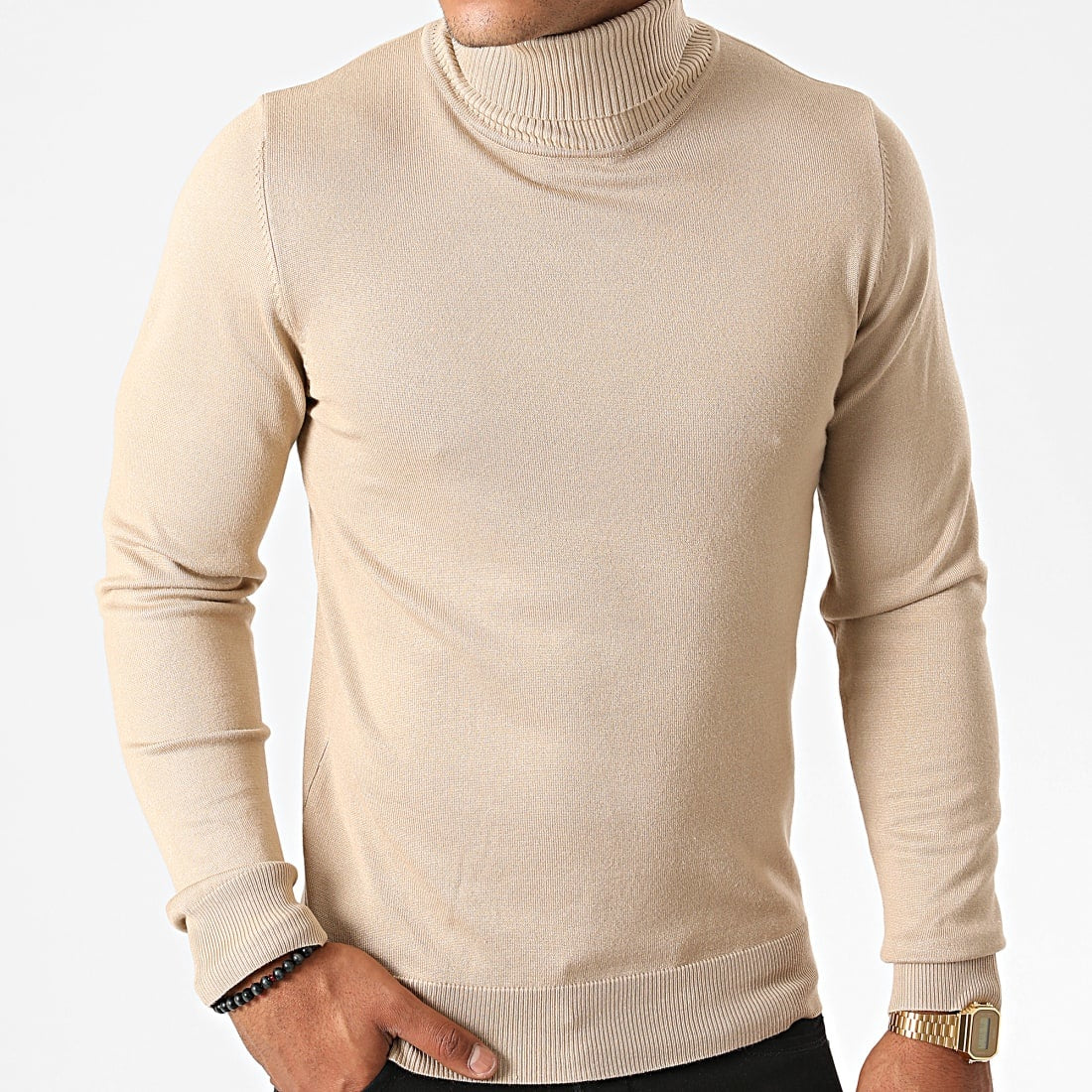 Beige turtleneck men