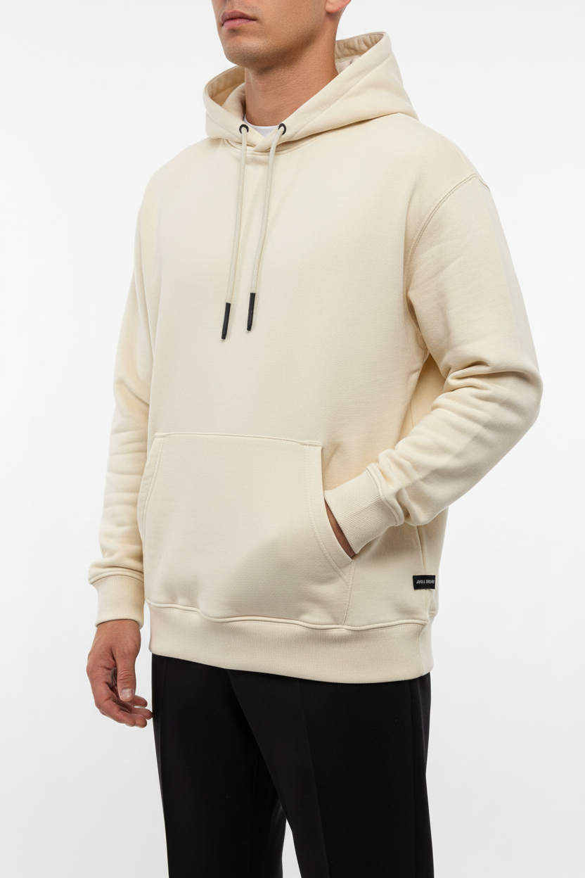 Felpa con cappuccio Arya color crema