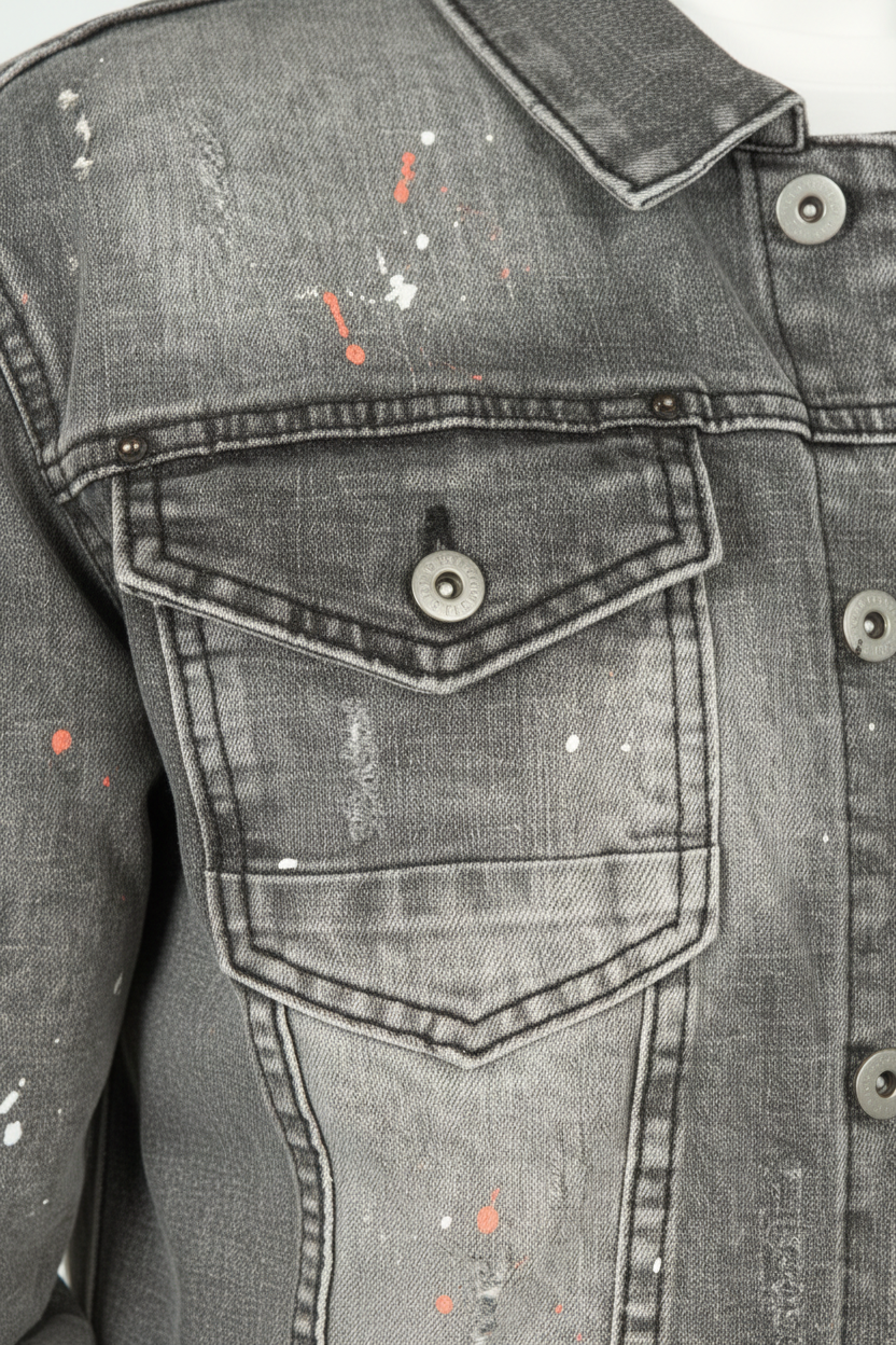 Denim Splashed Jacket Antraciet
