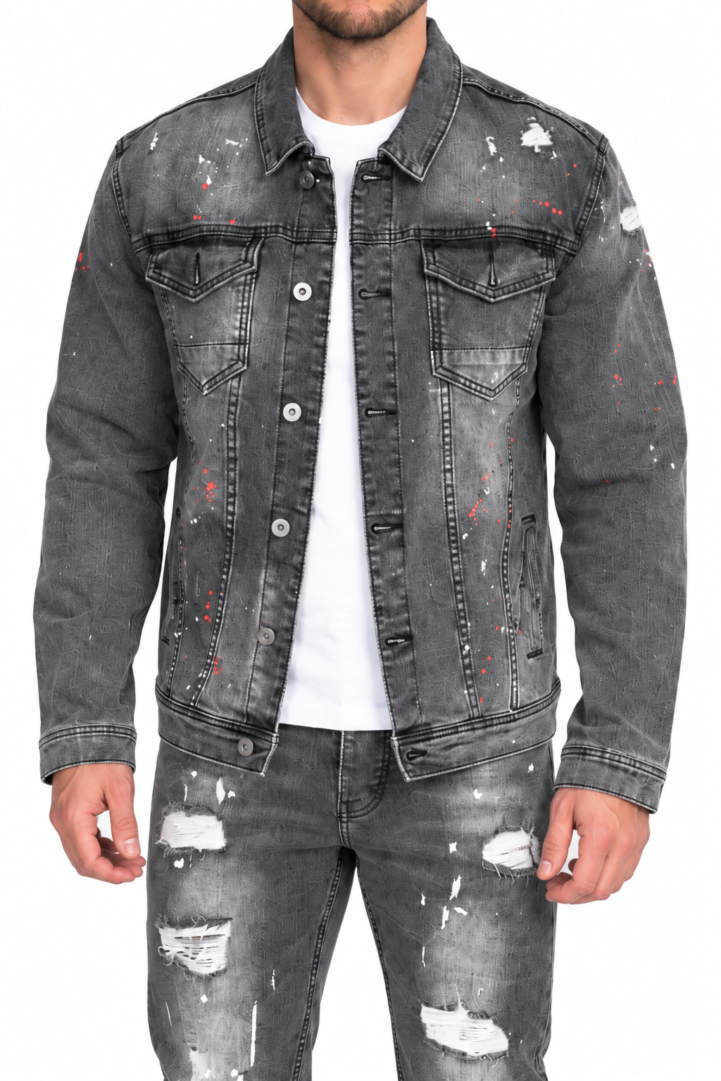 Denim Splashed Jacket Anthracite