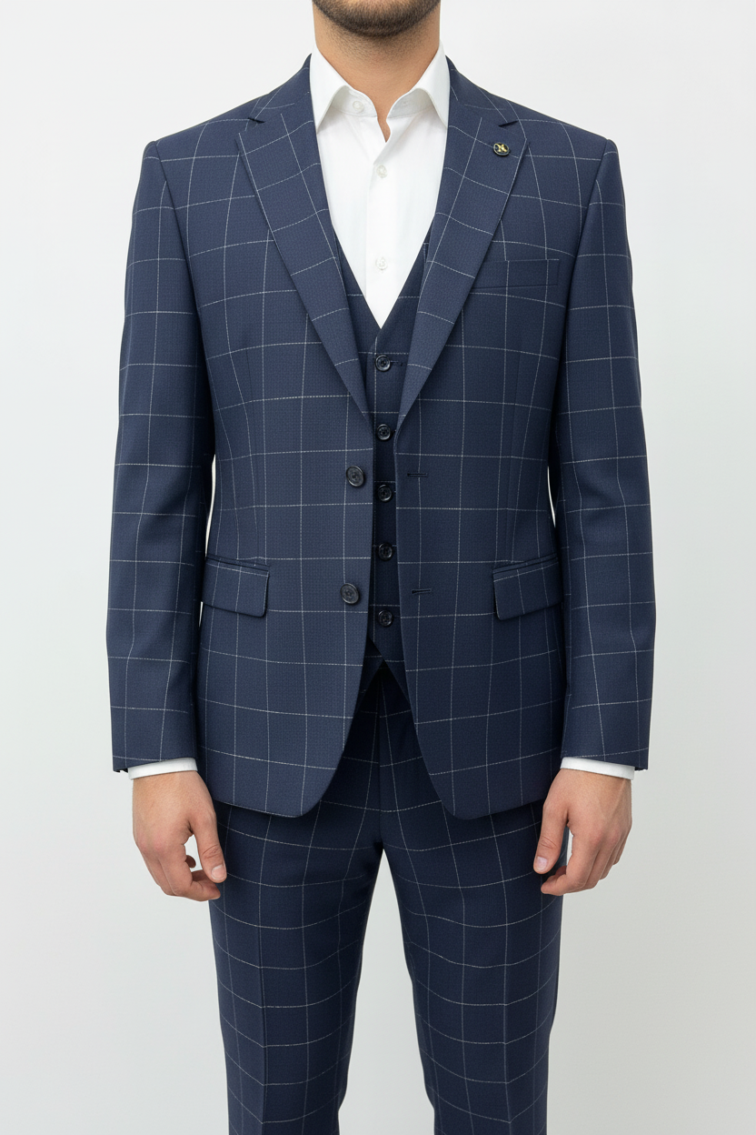 Architect Grid Suit - Navy