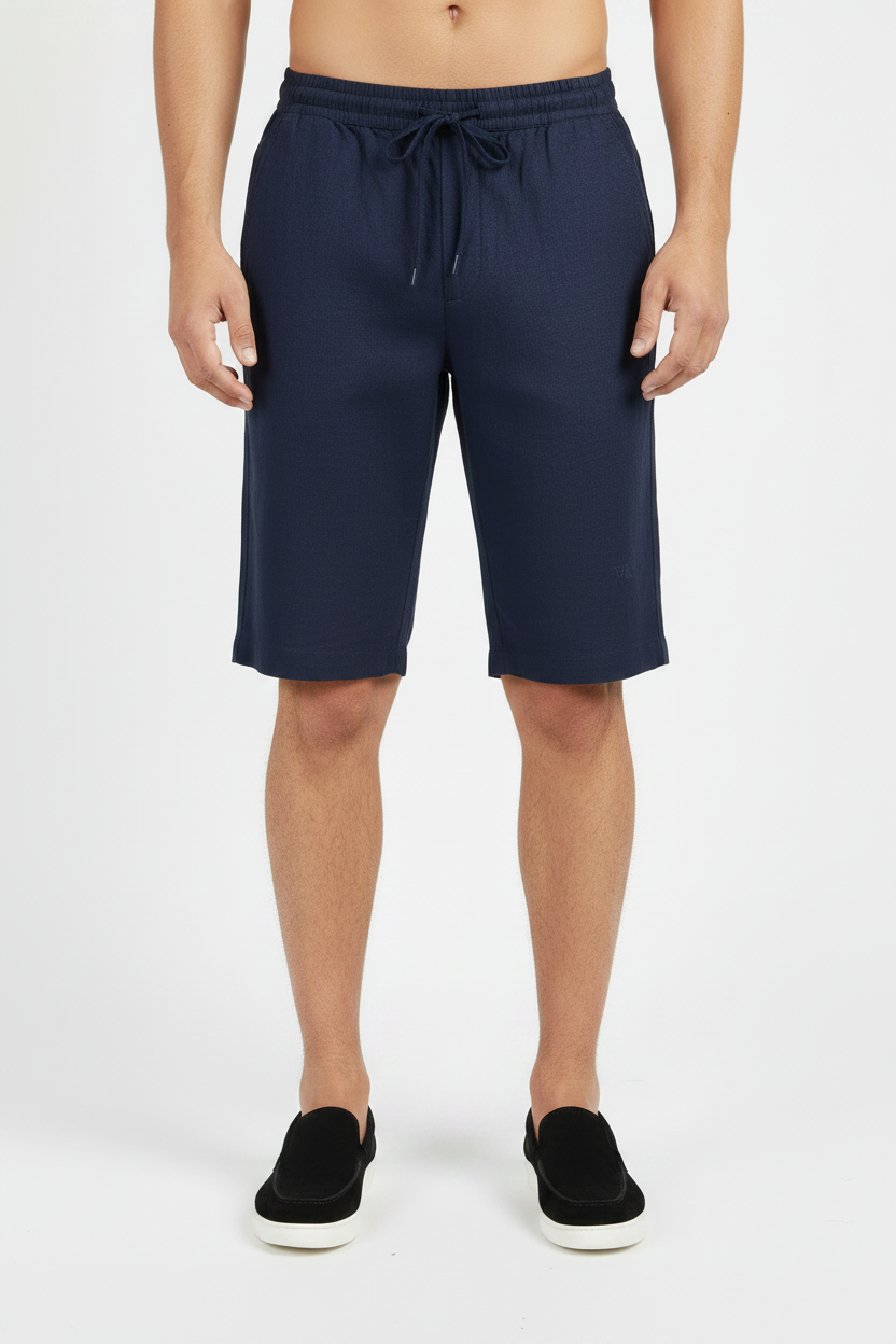Corto in Lino Valenci Blu Navy