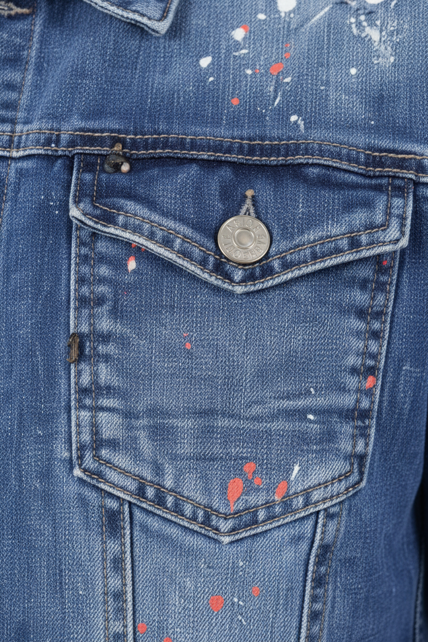 Denim Splashed Jacket Blauw