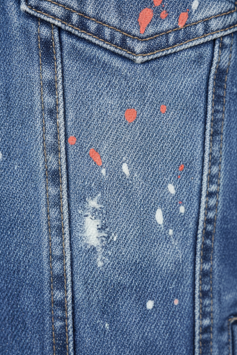 Denim Splashed Jacket Blauw