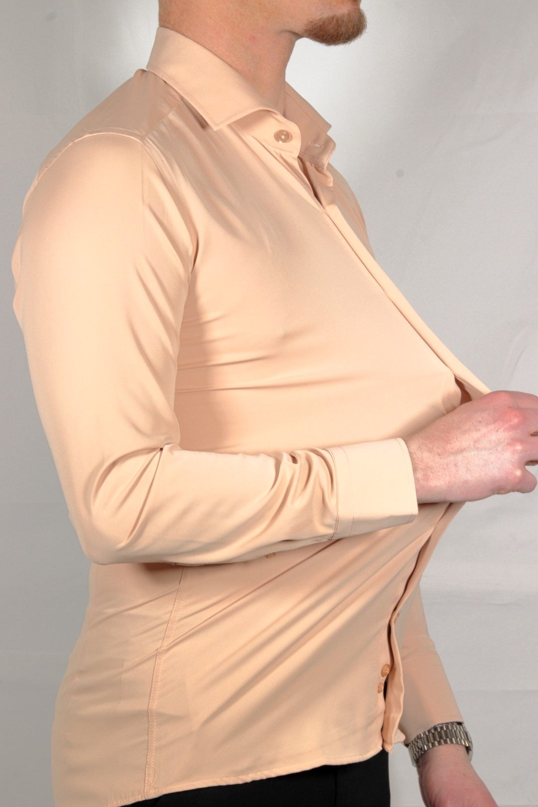 Stretch Overhemd Zalm