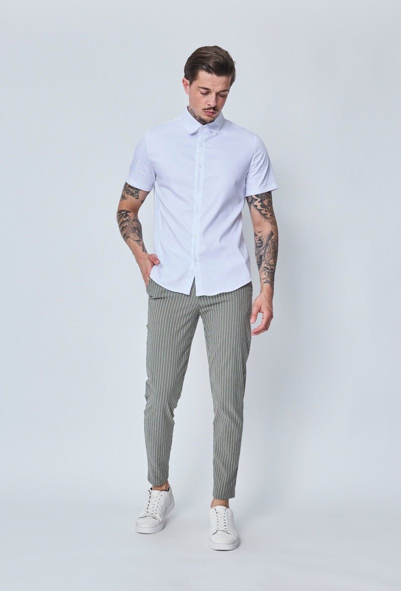 Chino Stripe Sage Khaki