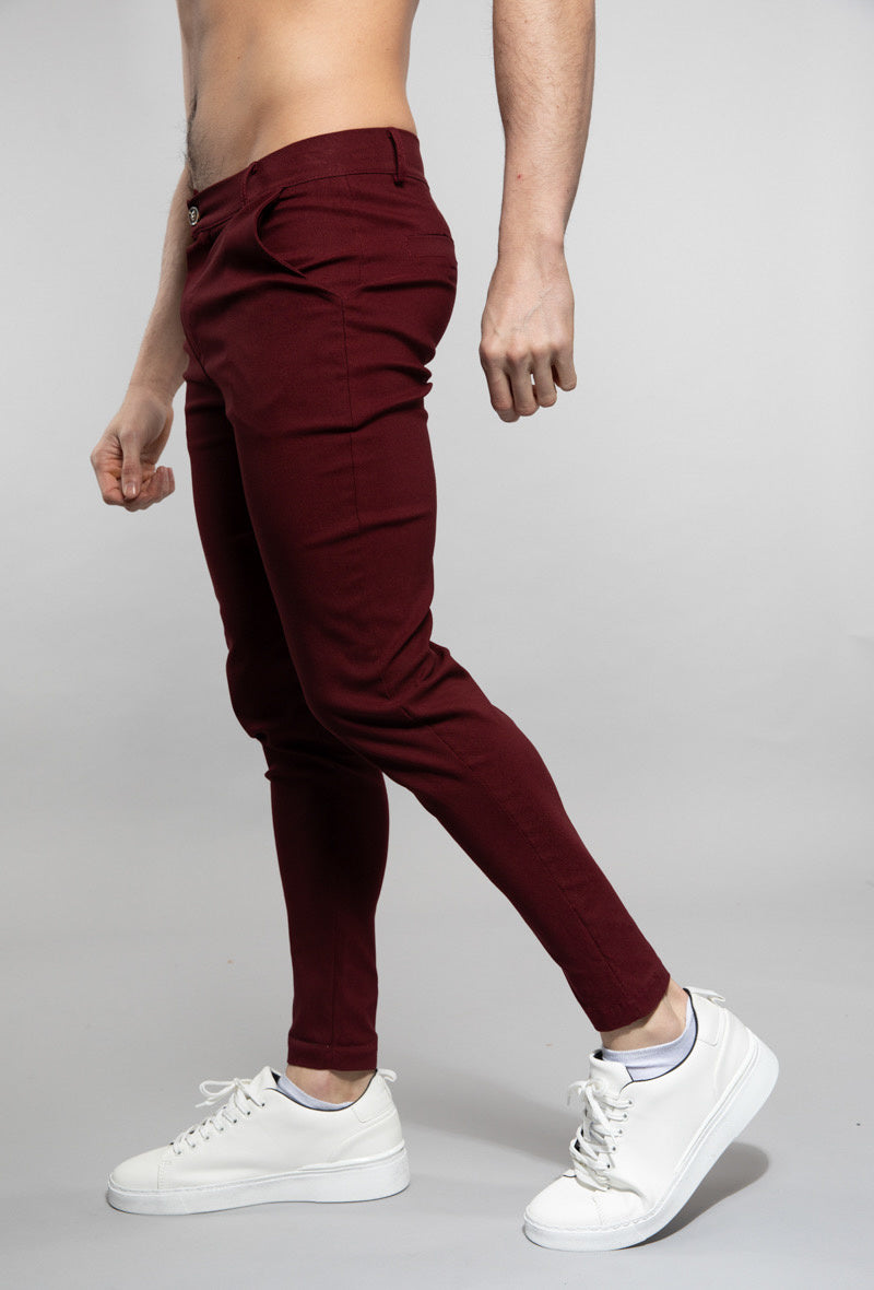 Bordeaux Rode Chino Heren