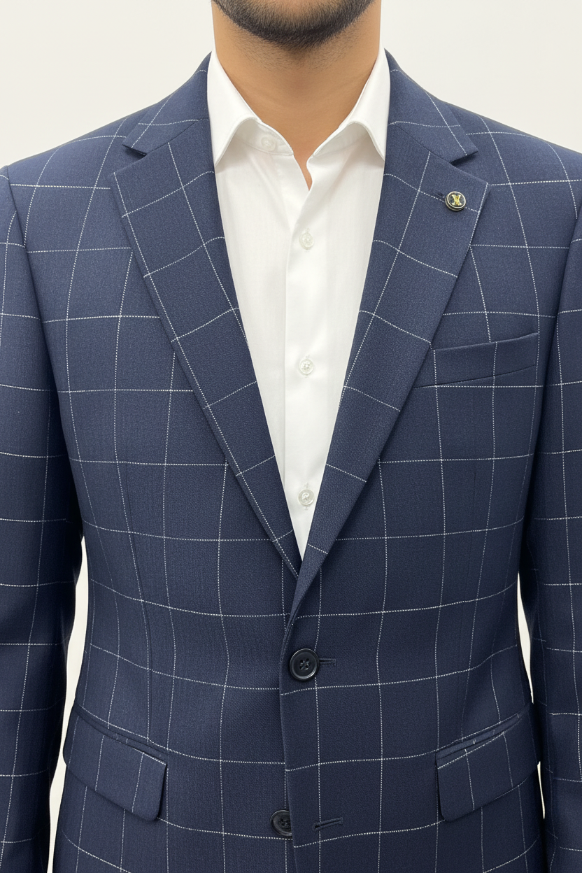 Architect Grid Suit - Navy