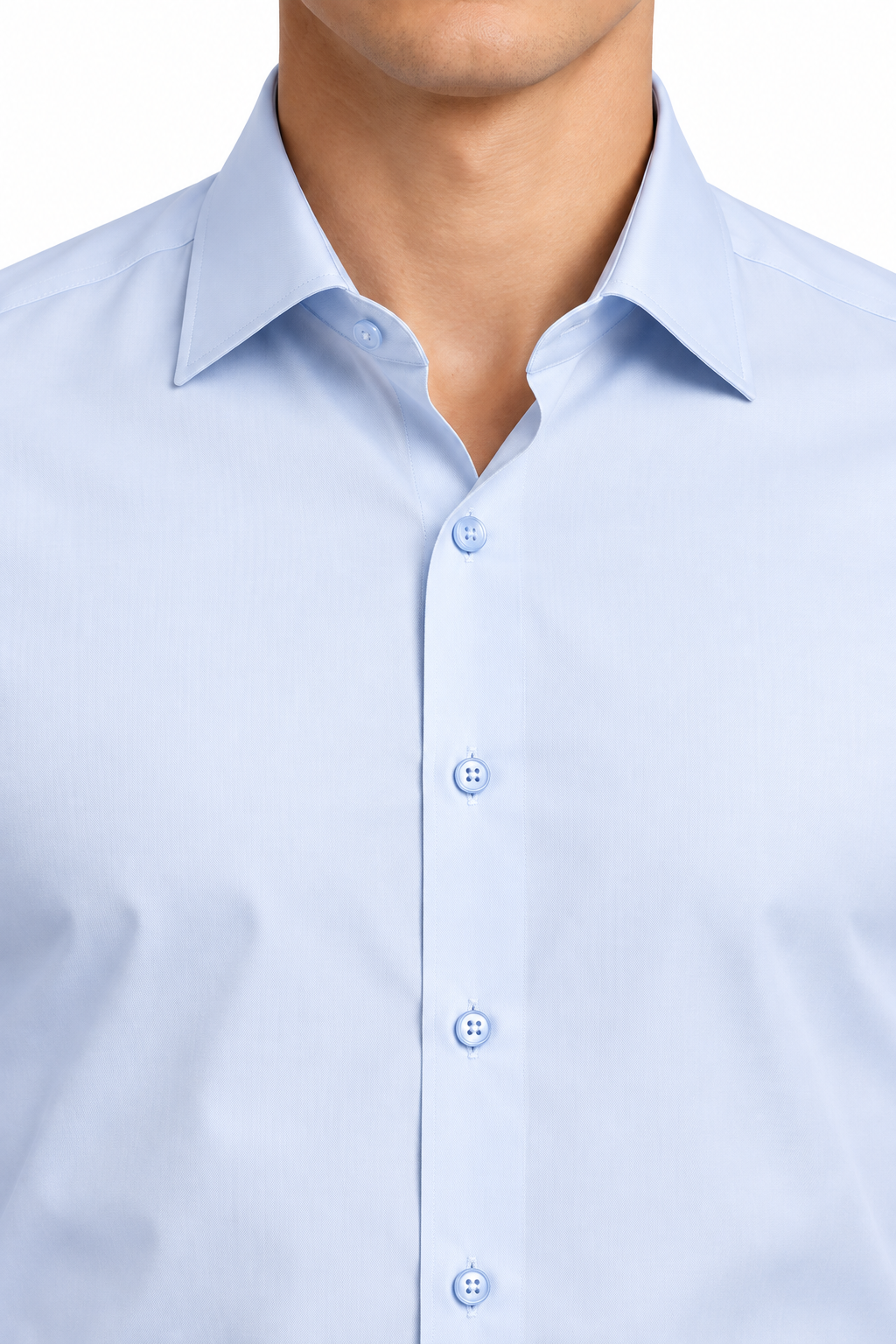 VALENCI Klassiek Overhemd lichtblauw slim fit, vooraanzicht op model