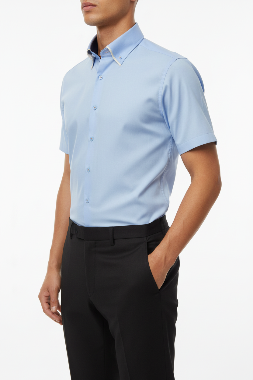 Kortmouw Overhemd Blauw