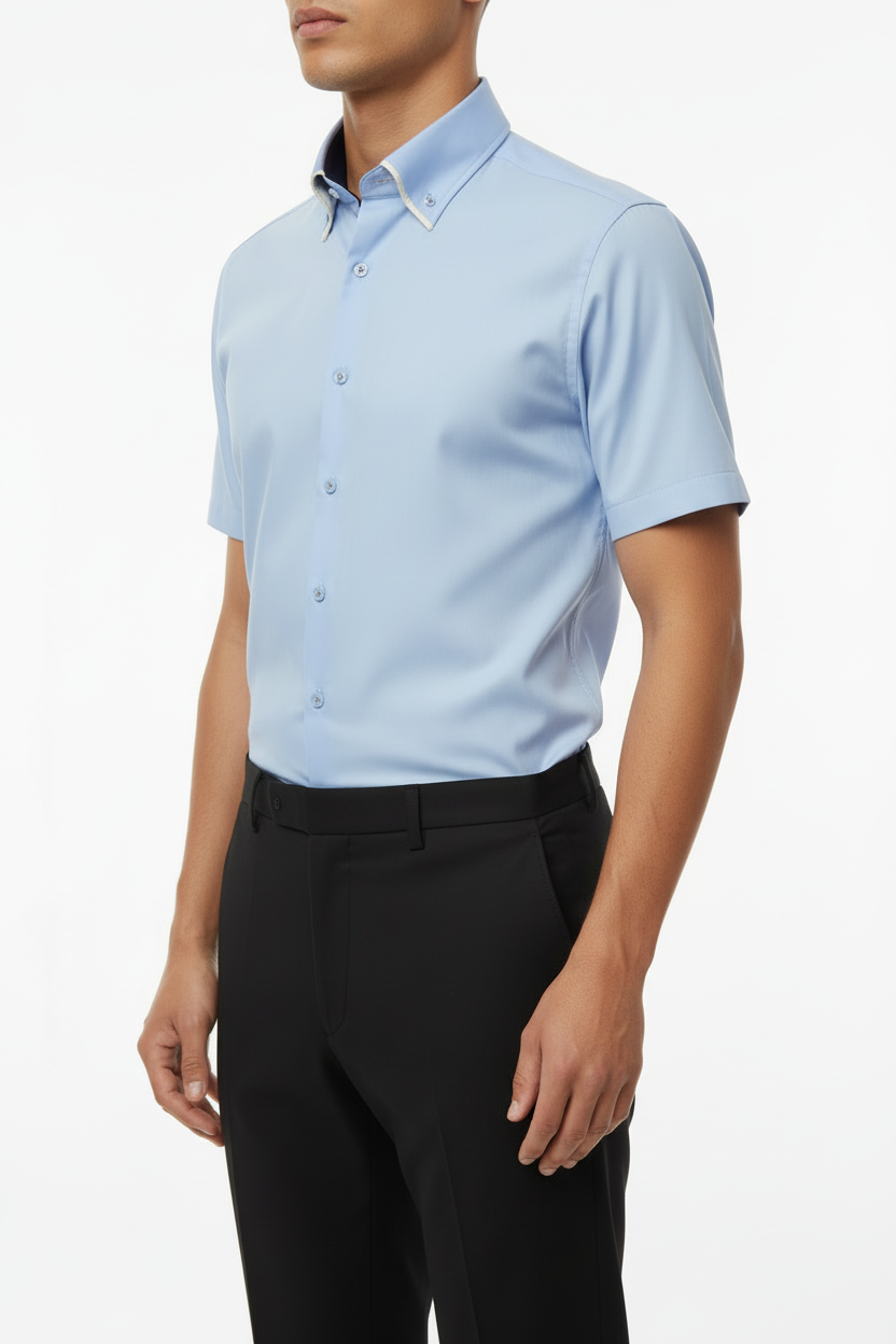 Kortmouw Overhemd Blauw