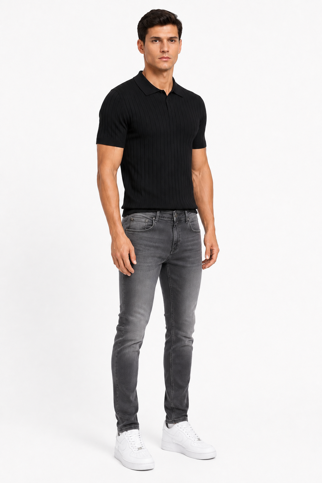 Monza set Jeans & Polo | Zwart & Antraciet