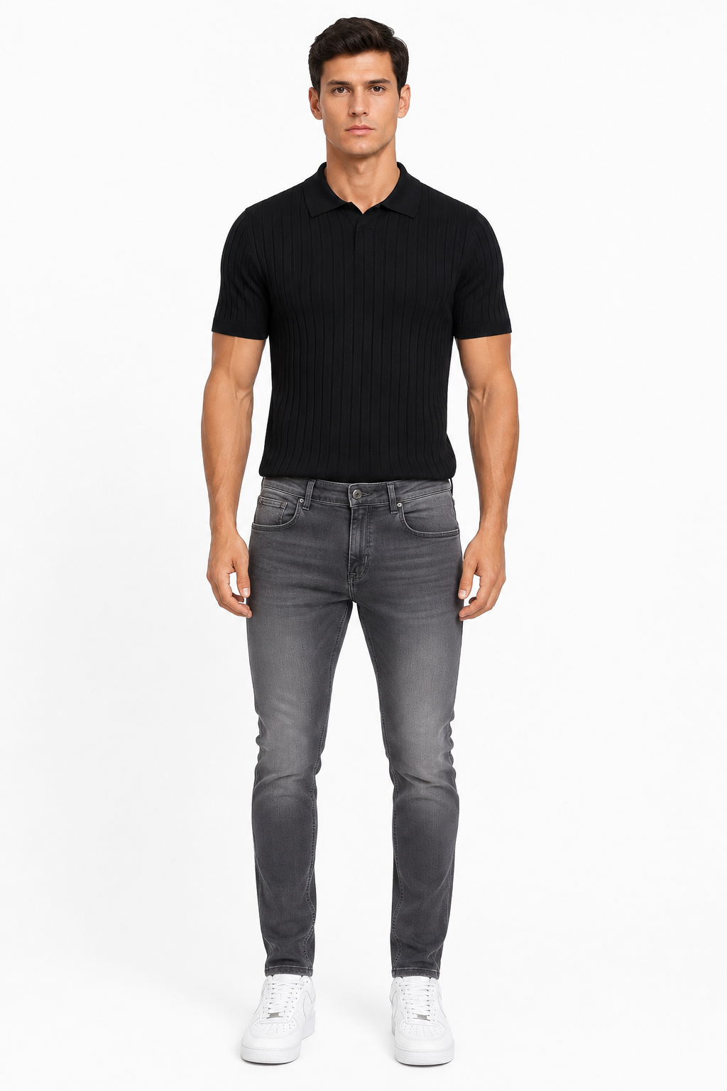 Monza set Jeans & Polo | Zwart & Antraciet