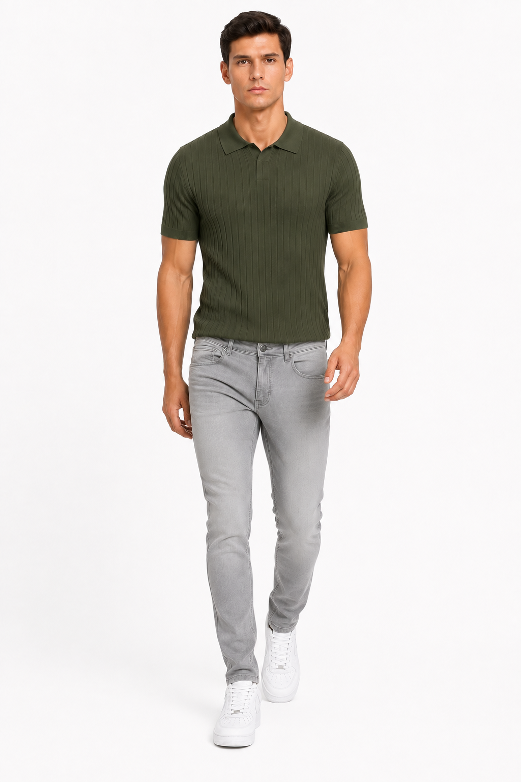 Monza set Jeans & Polo | Groen & Grijs