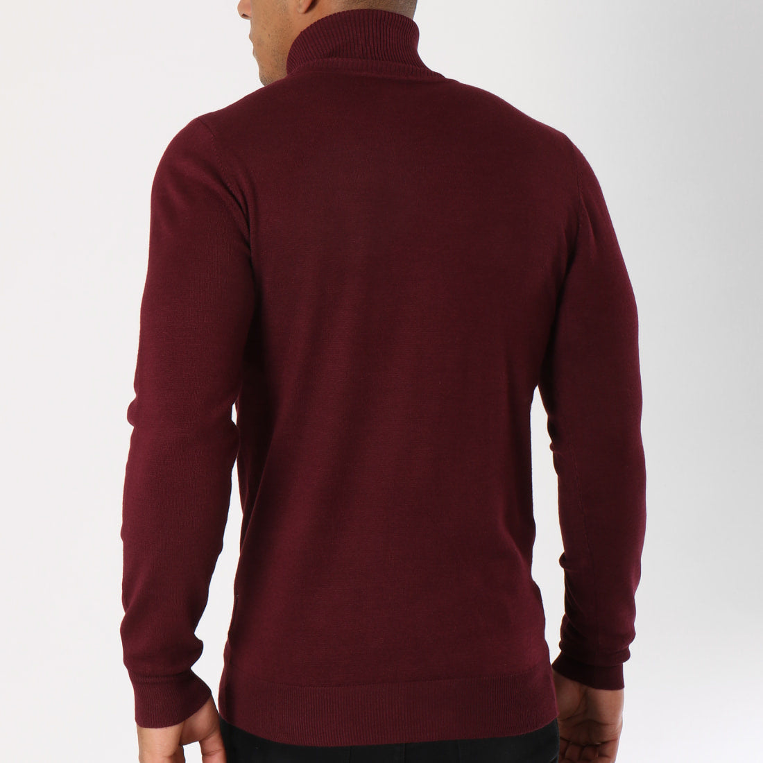 Bordeaux rote Rollkragenpullover Männer