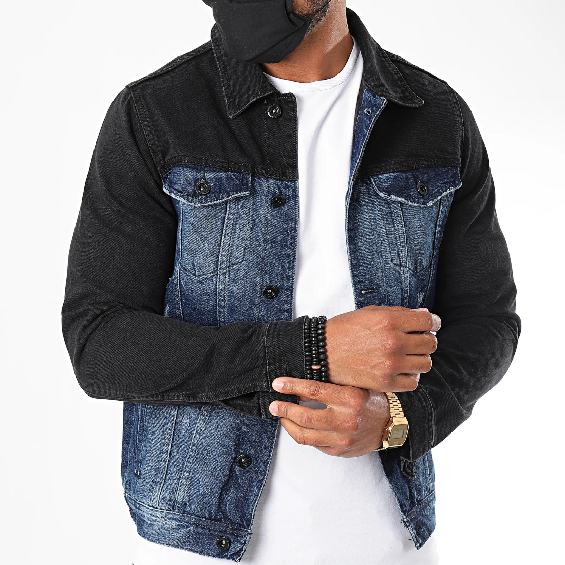 Denim Jacket Valenci Black and Blue