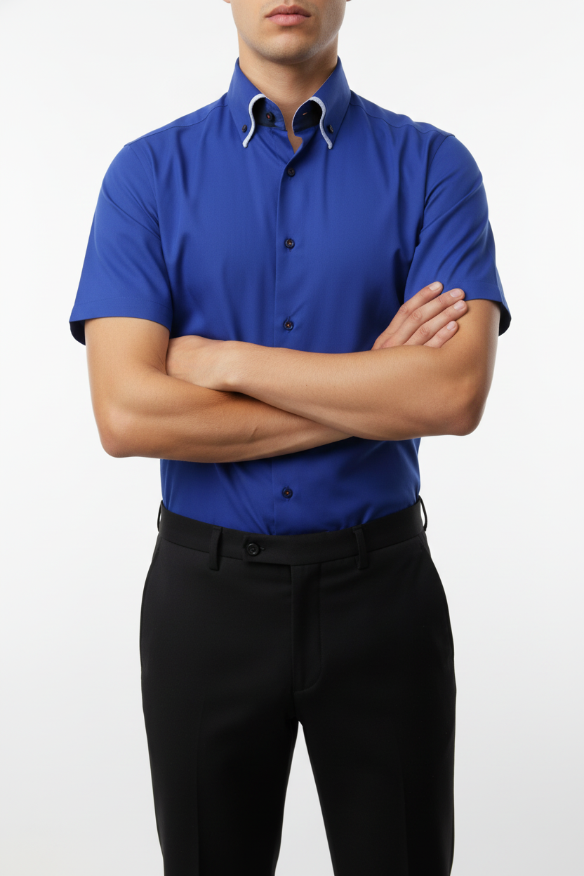 Kortmouw Overhemd Navy