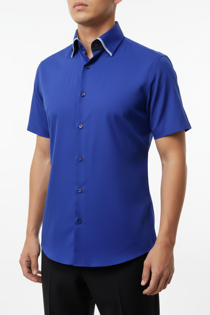 Kortmouw Overhemd Navy