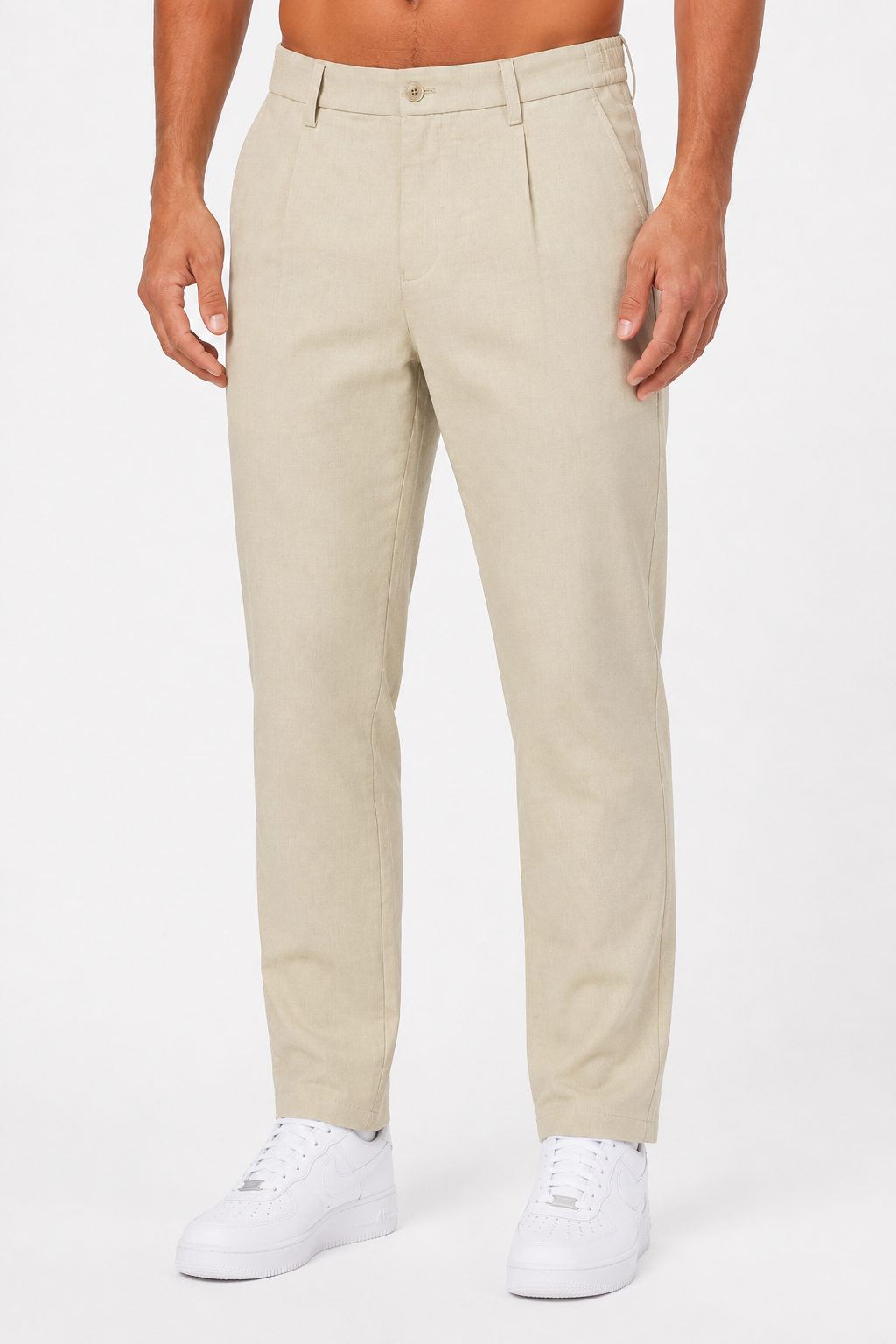 VALENCI Milano Chino Beige - Front waistband detail