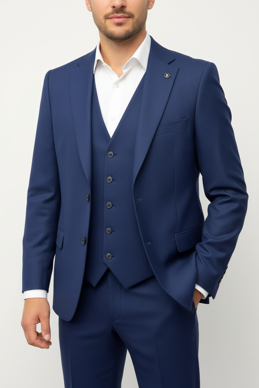 Sartoria Driedelig Pak Marine Blauw