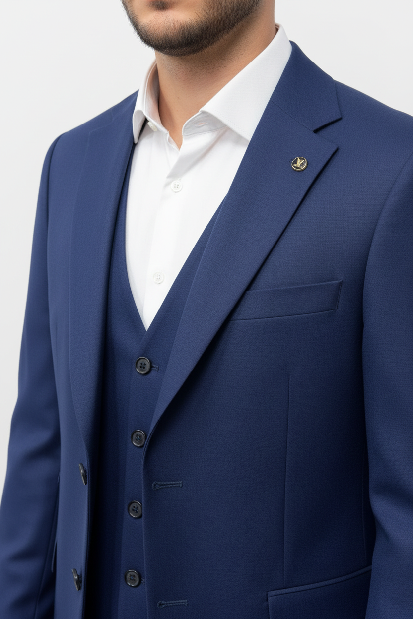 Sartoria Driedelig Pak Marine Blauw