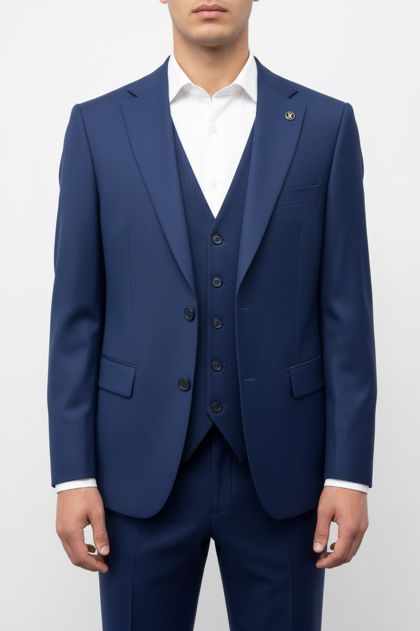Sartoria Driedelig Pak Marine Blauw