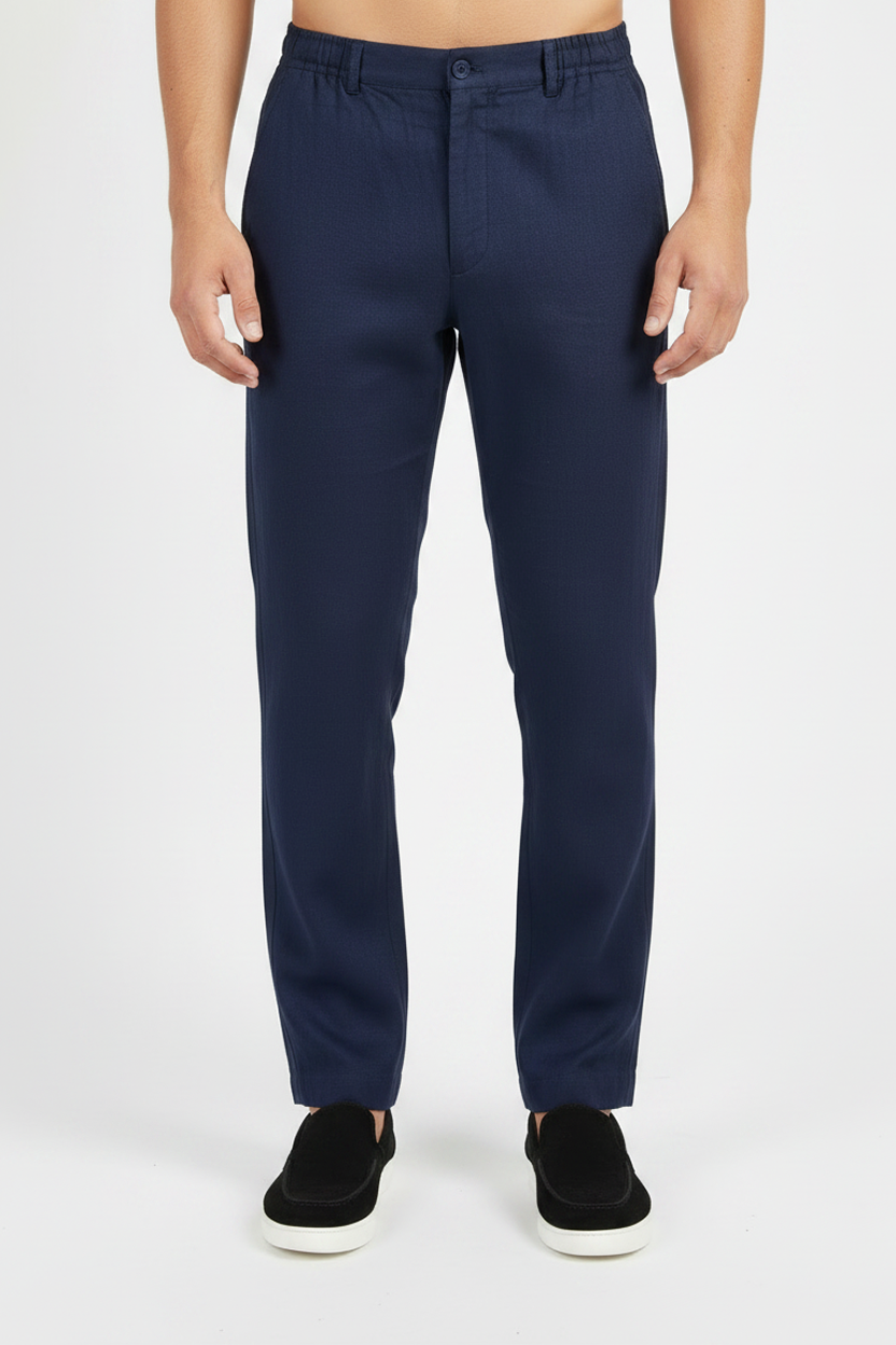 Pantaloni in Lino Valenci Blu Navy