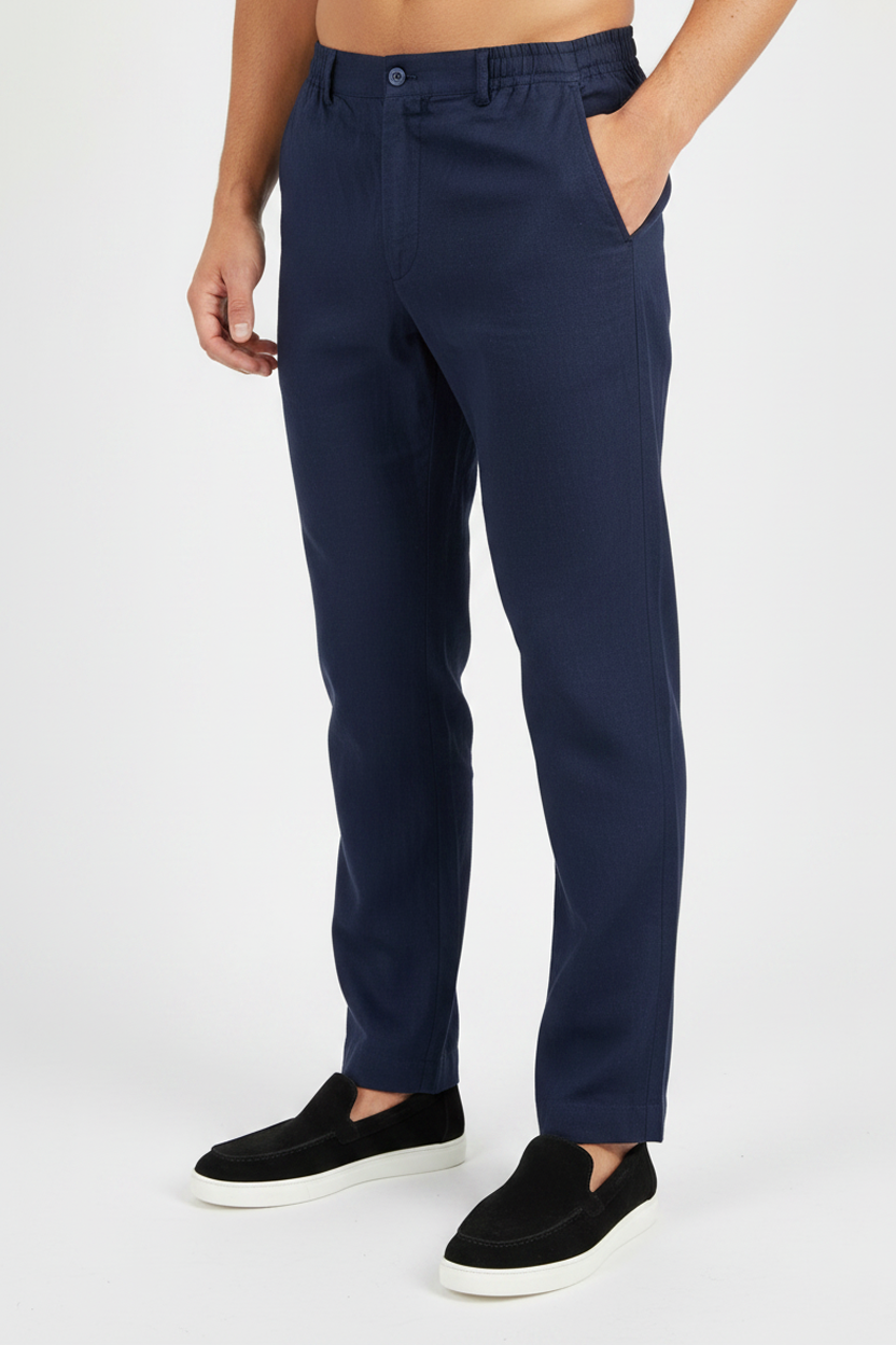 Valenci Linnen Broek Navy