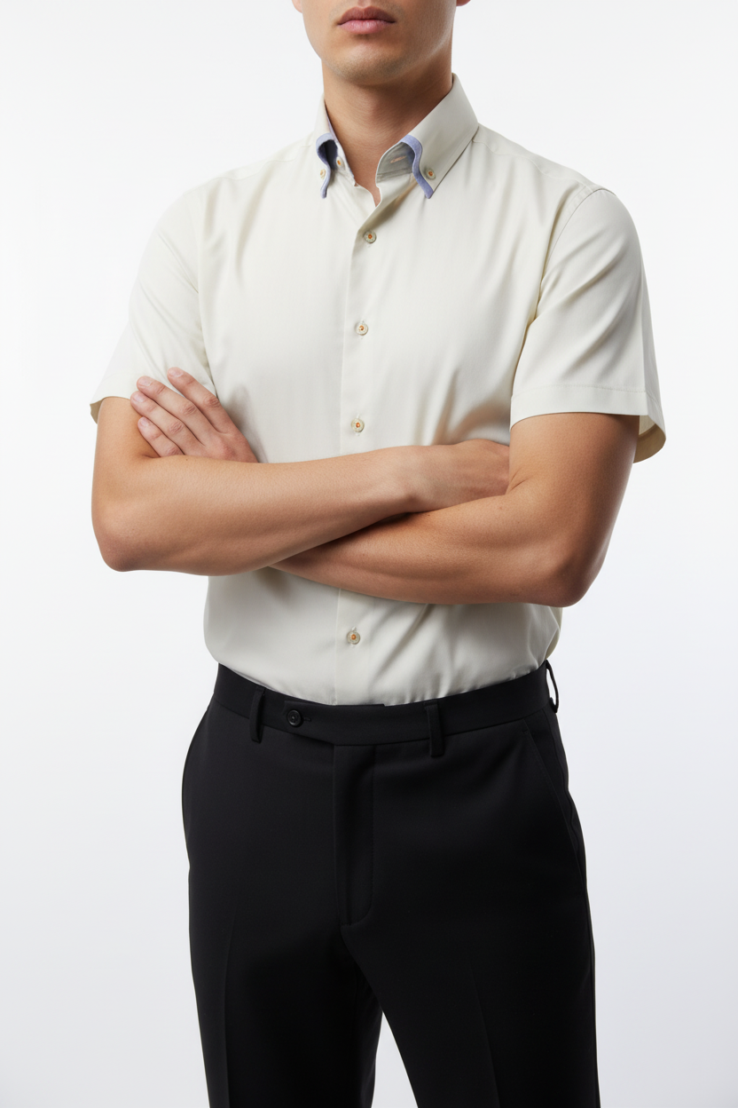 Kortmouw Overhemd Beige