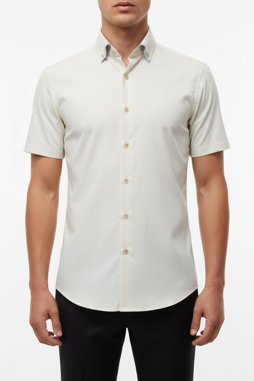 Kortmouw Overhemd Beige